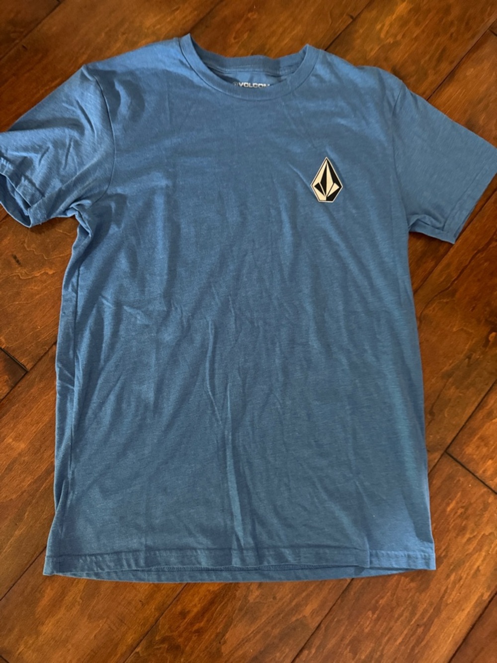 Volcom Blue Short Sleeve Logo Tee with Chest Stone